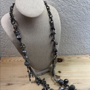 Elegant Silver Necklace with Beaded Accents VTG OTreska NECKLACE